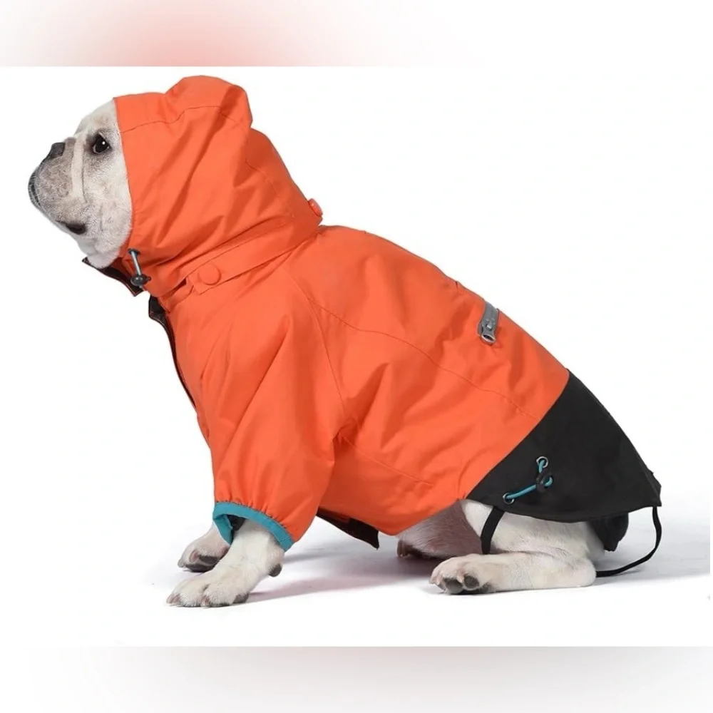 ORVIS dog rain coat/ jacket. All-Season waterproof 3-in-1. Orange, black. M. NWT